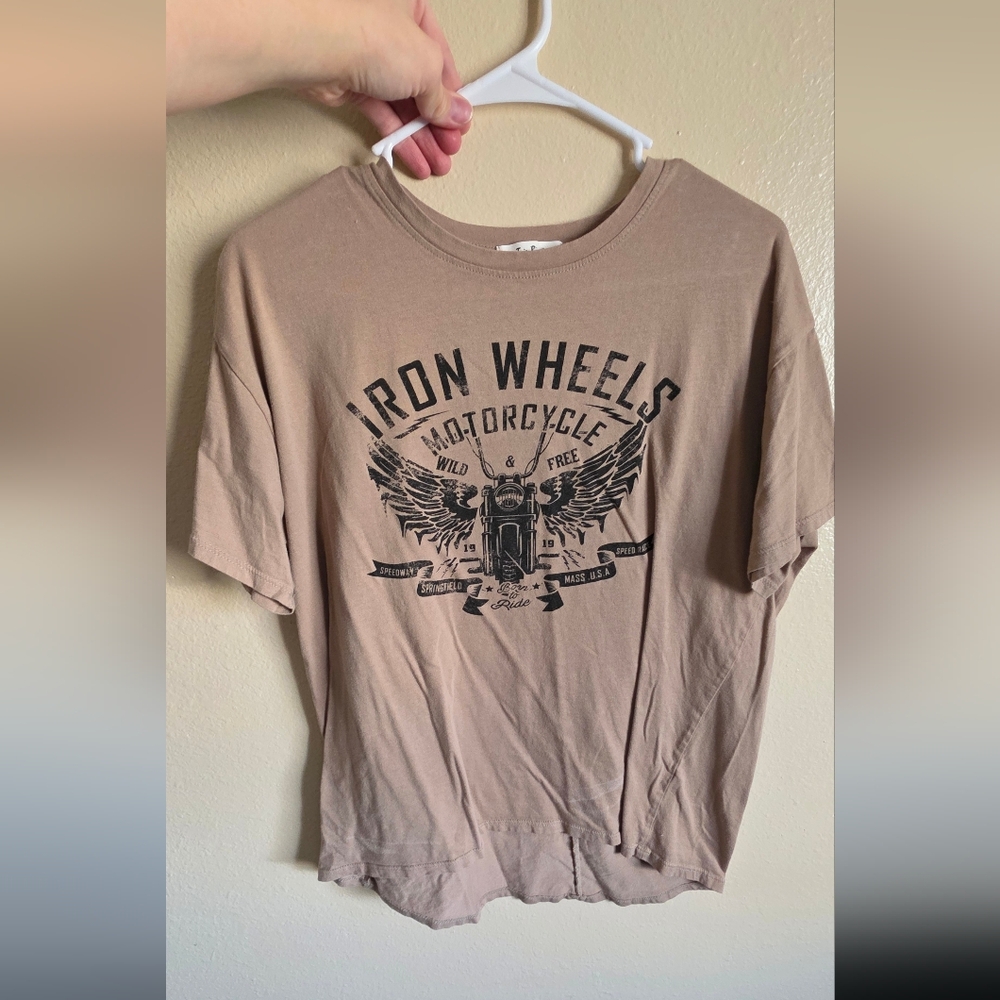 Tres Bien Iron Wheels Motorcycle Tee - Brown